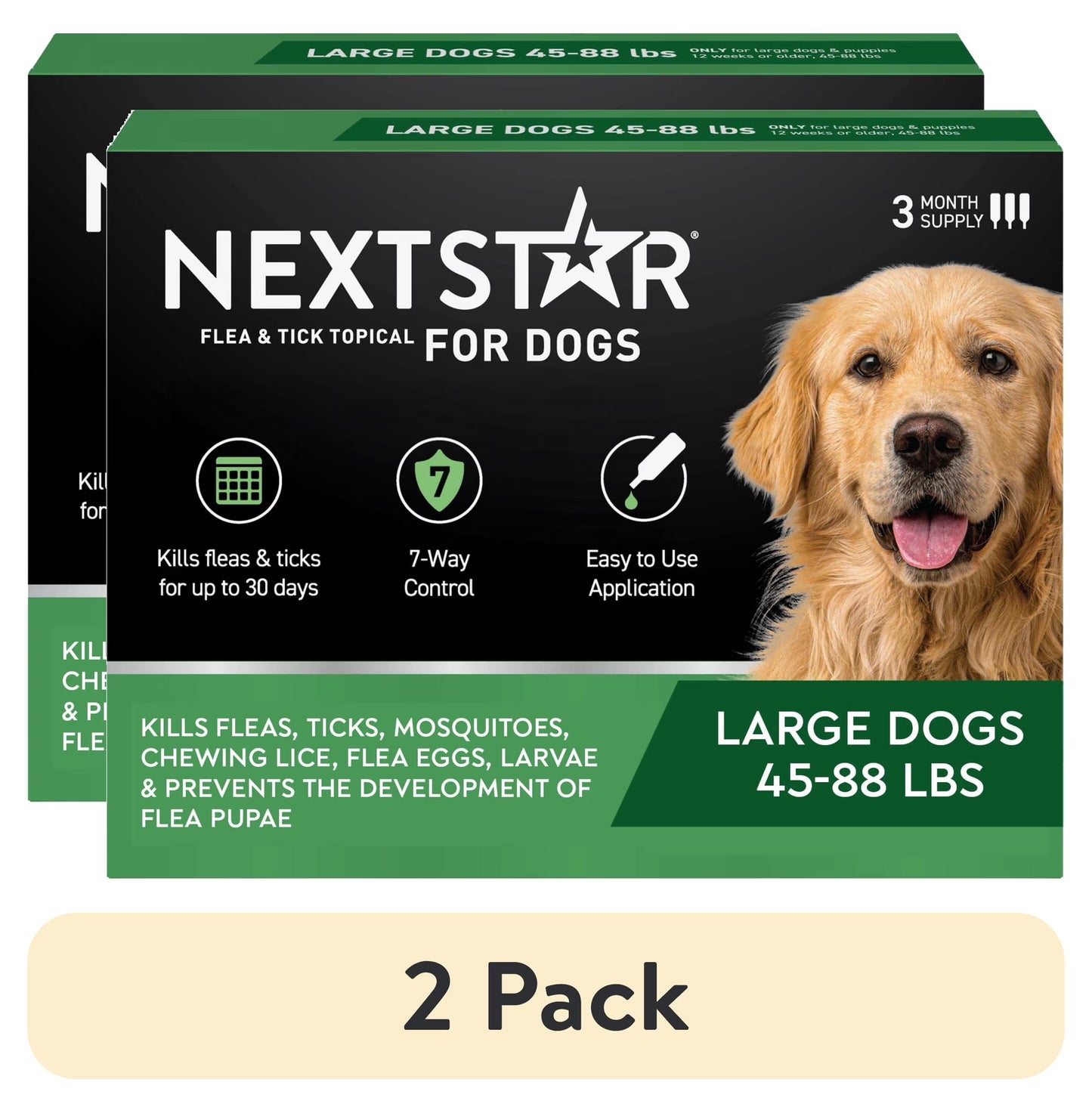 (2 Pack)  Flea & Tick Topical Prevention for Dogs 45-88 Lbs, 3-Month Supply
