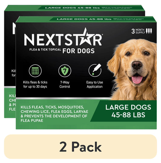 (2 Pack)  Flea & Tick Topical Prevention for Dogs 45-88 Lbs, 3-Month Supply