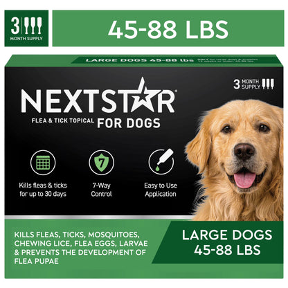 (2 Pack)  Flea & Tick Topical Prevention for Dogs 45-88 Lbs, 3-Month Supply