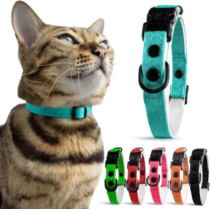 Blue Cat Collar Breakaway with Soft Padding for Medium to Large Cats - Durable Heavy Duty Tactical Fabric, Comfortable, Quick Release Breakaway Cat Collars, No Bell Collar (Blue, Adult)