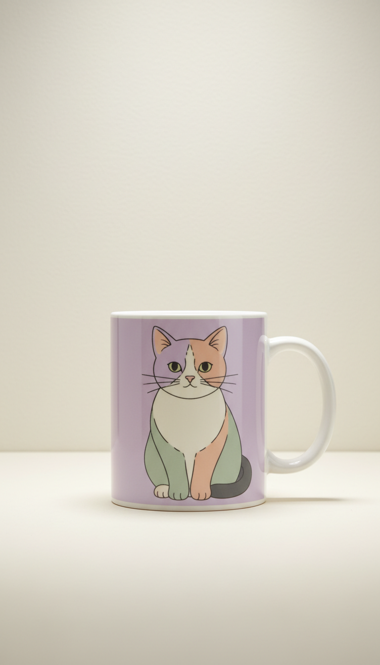 Cat Illustration Mug with Boutique Detailing