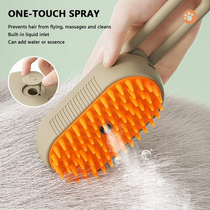 QSUKE Cat Steam Brush 3-In-1, Rechargeable Anti-Static Pet Grooming Tool with Vibration Massage, Professional Shedding & Detangling Comb for Dogs & Cats（1Pc Brush+Wash Free Essence for Pets）