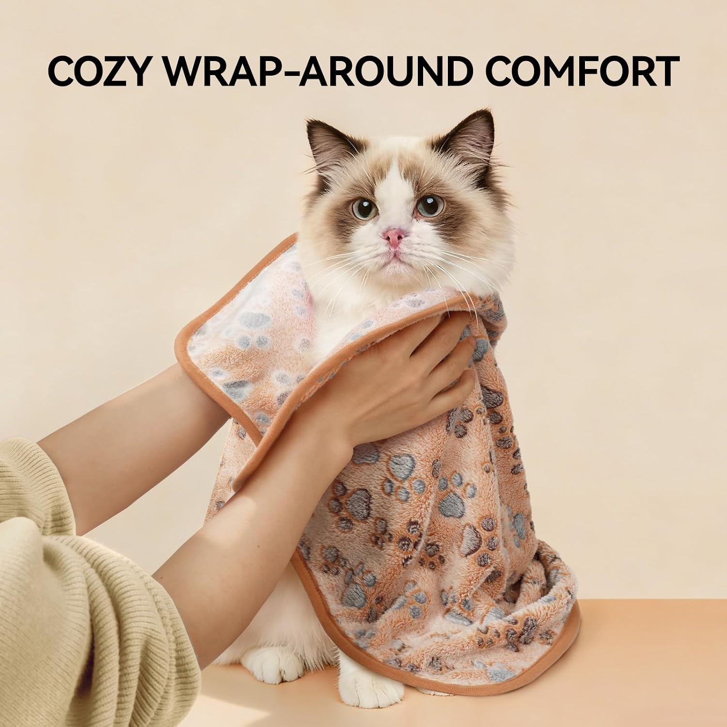 LINENLUX 1 Pack 3 Blankets Super Soft Fluffy Premium Fleece Dog Blankets for Puppy Cat Pet Blanket Flannel Throw Warm Sleep Dog Paw-3Pcs 23X16 Inch