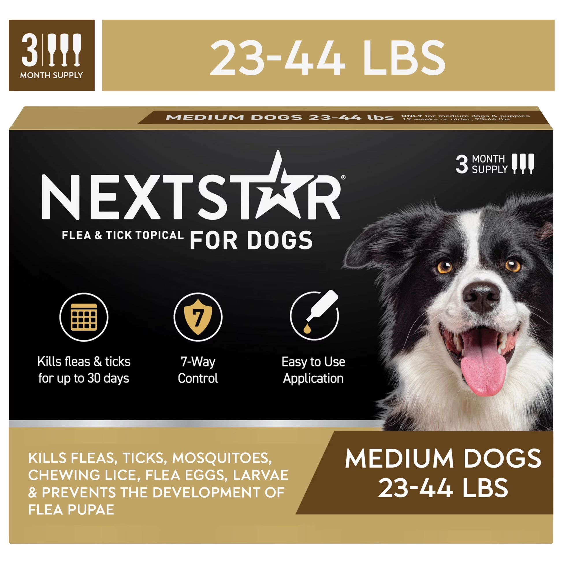 (2 Pack)  Flea & Tick Topical Prevention for Dogs 23-44 Lbs, 3-Month Supply