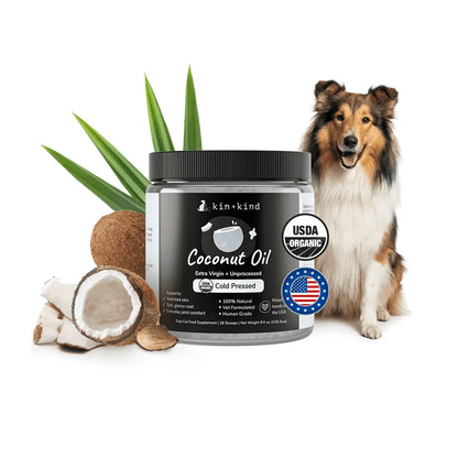 Organic Coconut Oil, Cold-Pressed Coconut Oil for Dogs & Cats (Medium) - 8 Fl Oz