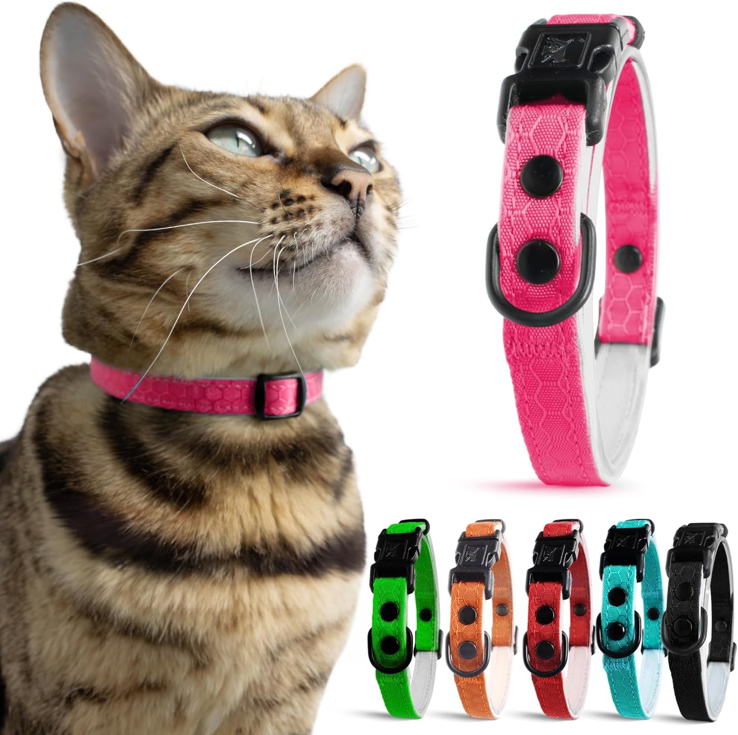 Blue Cat Collar Breakaway with Soft Padding for Medium to Large Cats - Durable Heavy Duty Tactical Fabric, Comfortable, Quick Release Breakaway Cat Collars, No Bell Collar (Blue, Adult)