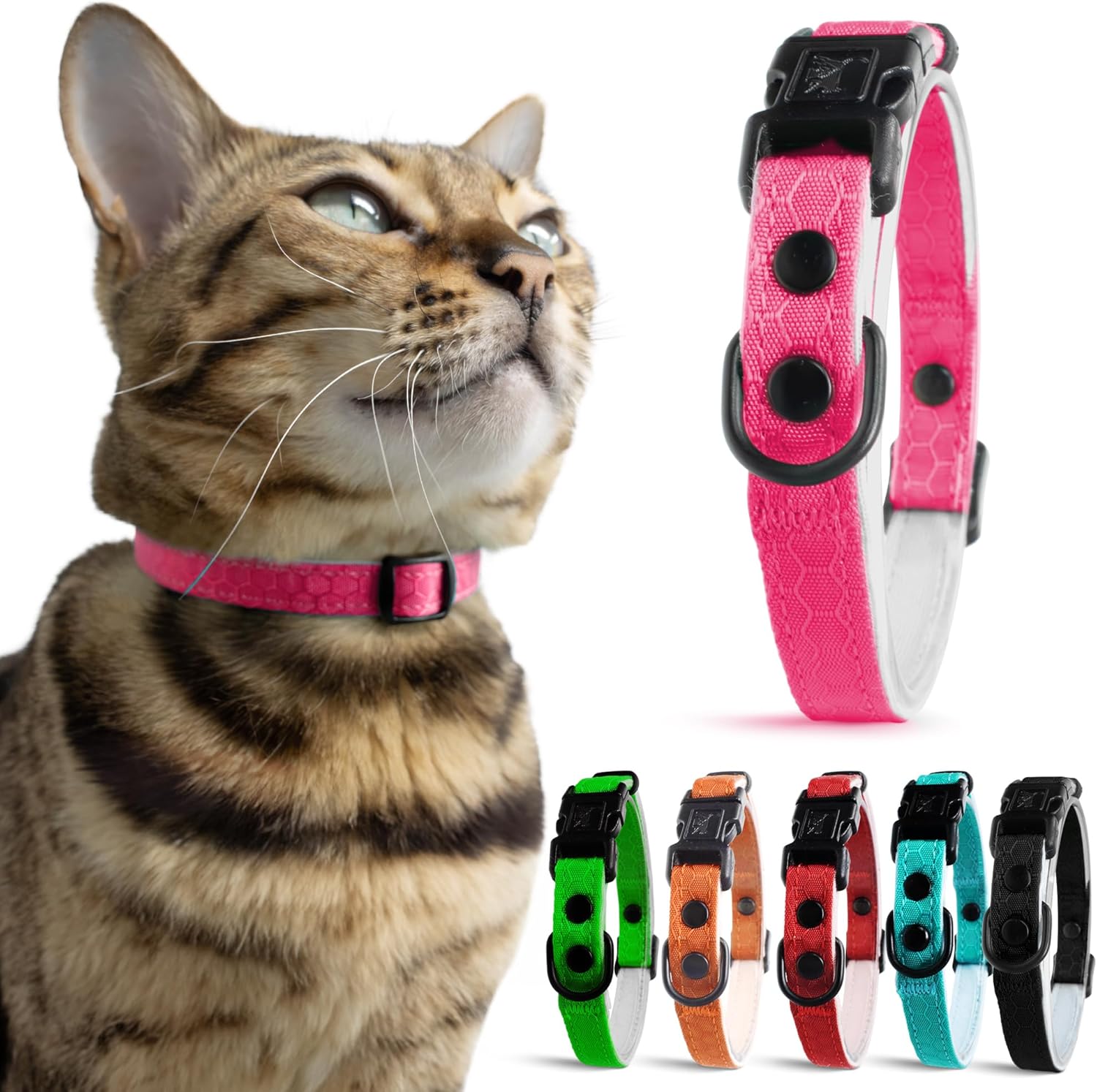 Blue Cat Collar Breakaway with Soft Padding for Medium to Large Cats - Durable Heavy Duty Tactical Fabric, Comfortable, Quick Release Breakaway Cat Collars, No Bell Collar (Blue, Adult)