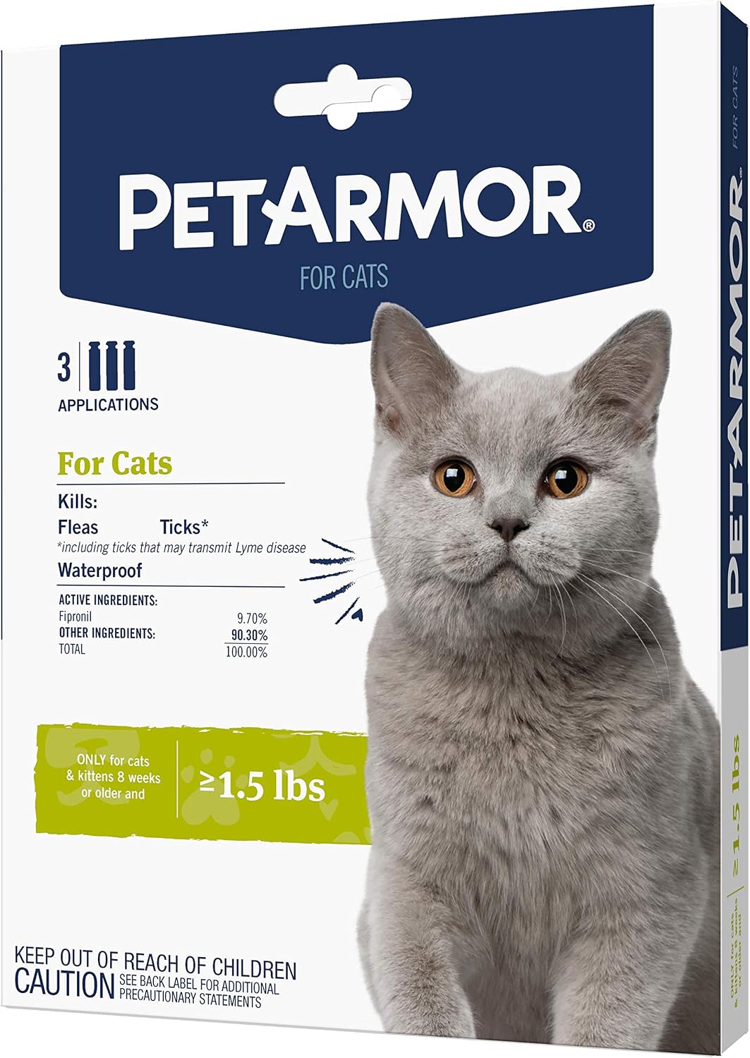 Petarmor for Cats, Flea & Tick Treatment for Cats (Over 1.5 Pounds), Includes 3 Month Supply of Topical Flea Treatments