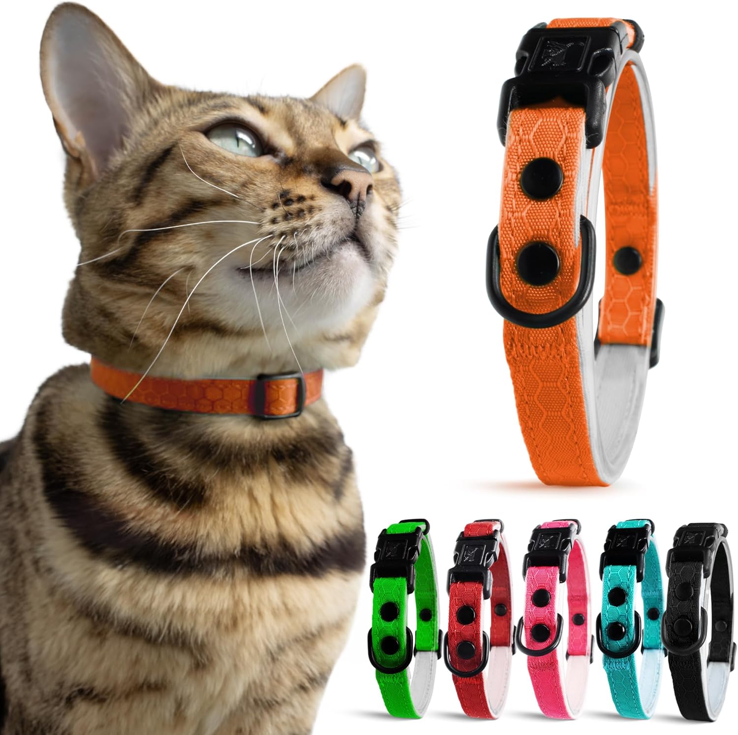 Blue Cat Collar Breakaway with Soft Padding for Medium to Large Cats - Durable Heavy Duty Tactical Fabric, Comfortable, Quick Release Breakaway Cat Collars, No Bell Collar (Blue, Adult)
