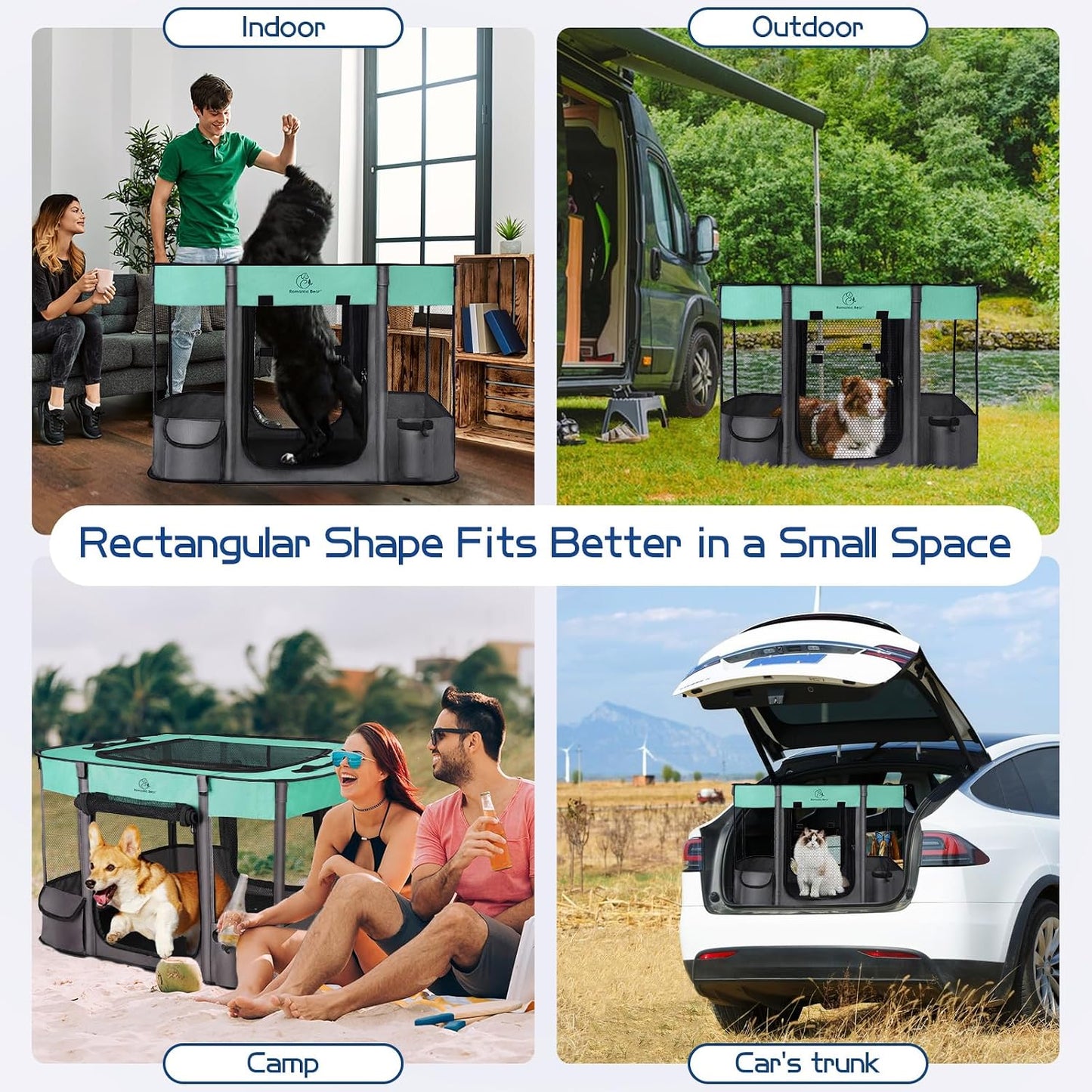 Dog Playpen,Pet Playpen,Foldable Dog Cat Playpens,Portable Exercise Kennel Tent Crate,Water-Resistant Breathable Shade Cover, Indoor Outdoor Travel Camping Use for Small Animals with Carrying Case(M)