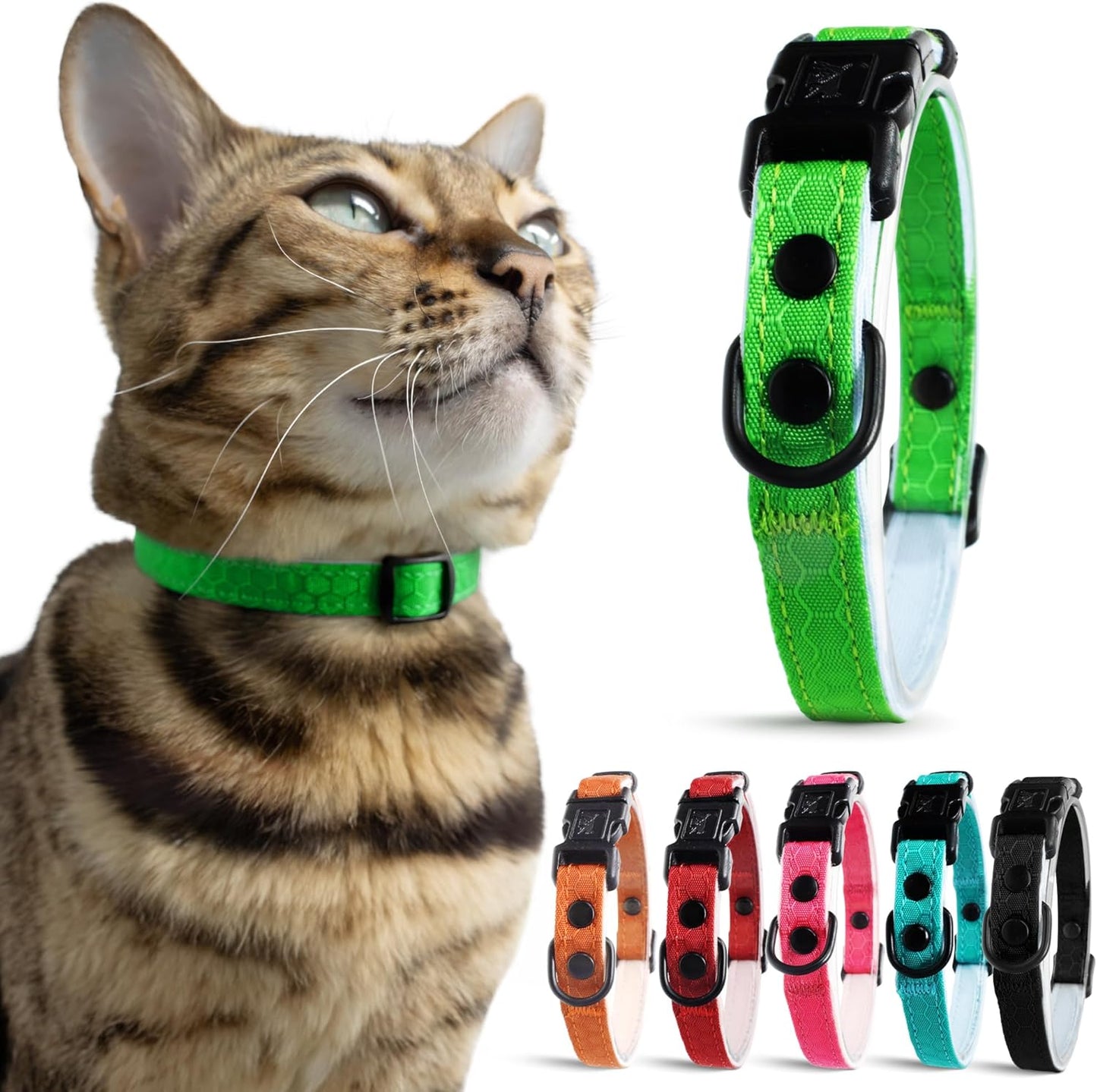 Blue Cat Collar Breakaway with Soft Padding for Medium to Large Cats - Durable Heavy Duty Tactical Fabric, Comfortable, Quick Release Breakaway Cat Collars, No Bell Collar (Blue, Adult)