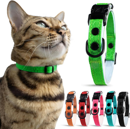 Blue Cat Collar Breakaway with Soft Padding for Medium to Large Cats - Durable Heavy Duty Tactical Fabric, Comfortable, Quick Release Breakaway Cat Collars, No Bell Collar (Blue, Adult)