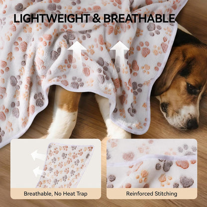 LINENLUX 1 Pack 3 Blankets Super Soft Fluffy Premium Fleece Dog Blankets for Puppy Cat Pet Blanket Flannel Throw Warm Sleep Dog Paw-3Pcs 23X16 Inch