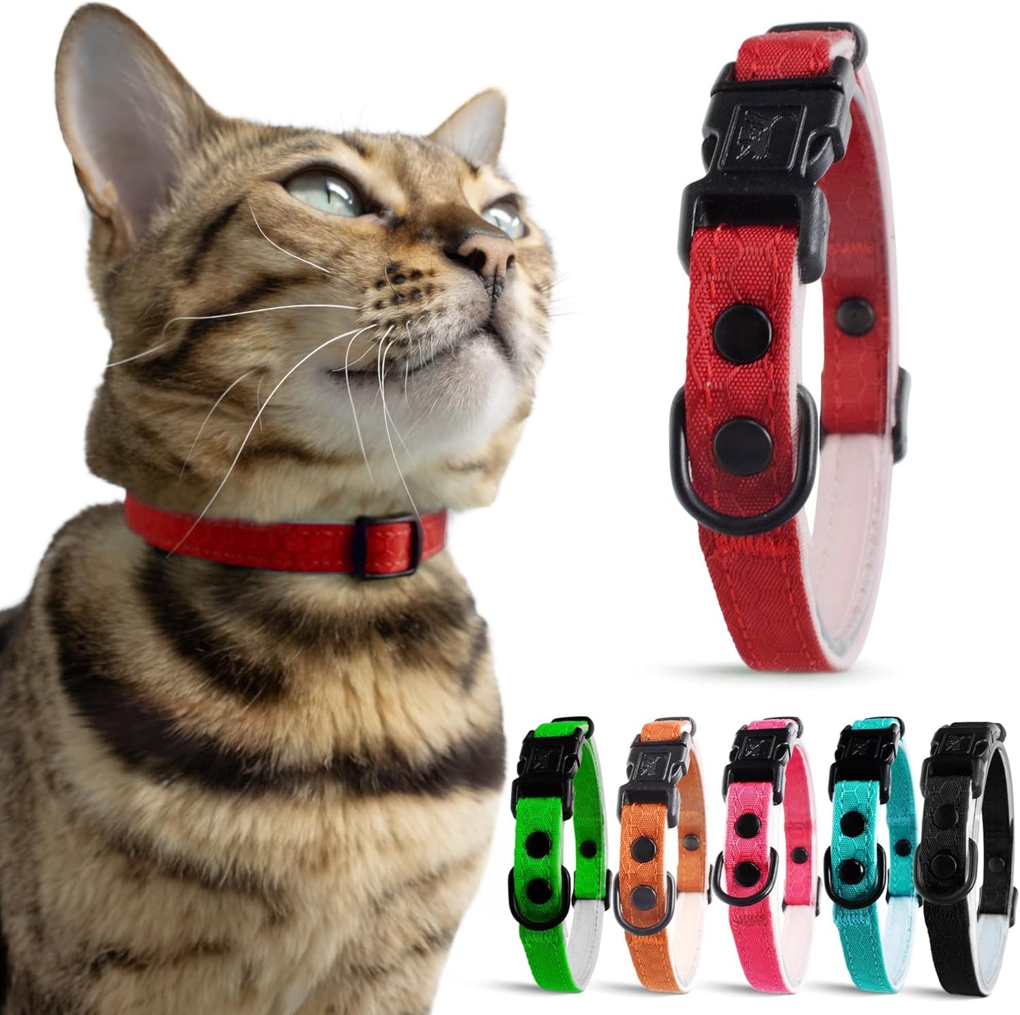 Blue Cat Collar Breakaway with Soft Padding for Medium to Large Cats - Durable Heavy Duty Tactical Fabric, Comfortable, Quick Release Breakaway Cat Collars, No Bell Collar (Blue, Adult)
