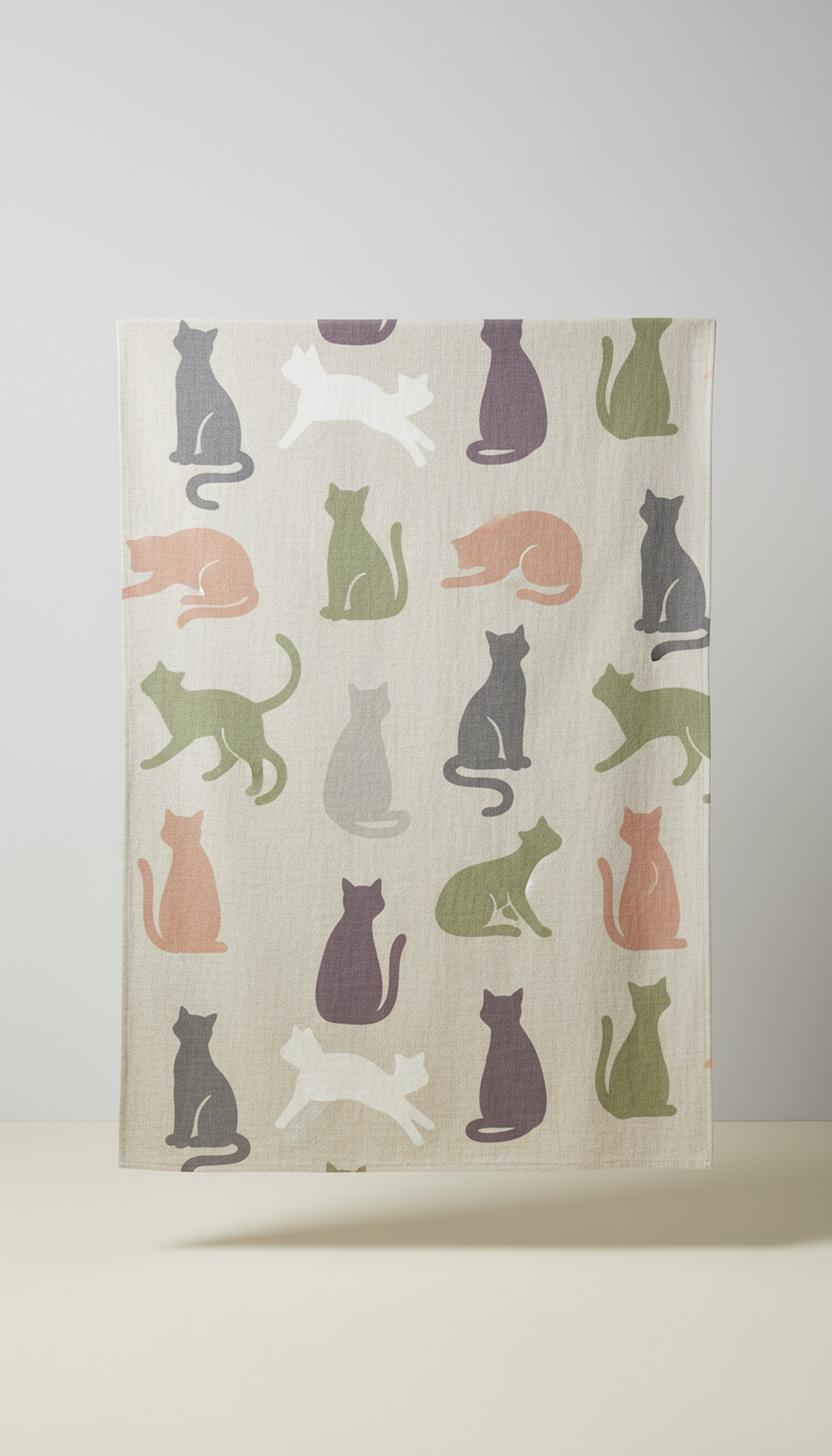 Linen Throw with Signature Cat Print