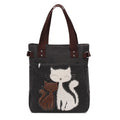 Cat Canvas Handbag | Large Capacity Shoulder Bag | Rhinestone Design