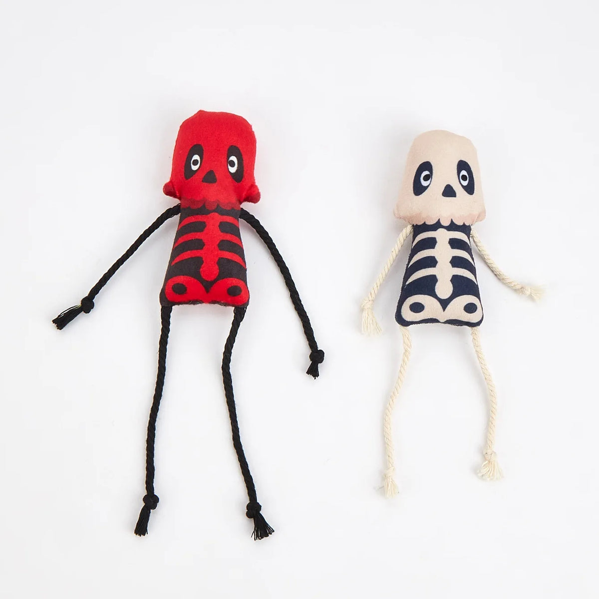 Halloween Skull Catnip Cat Toy | Plush Skull with Rope Limbs