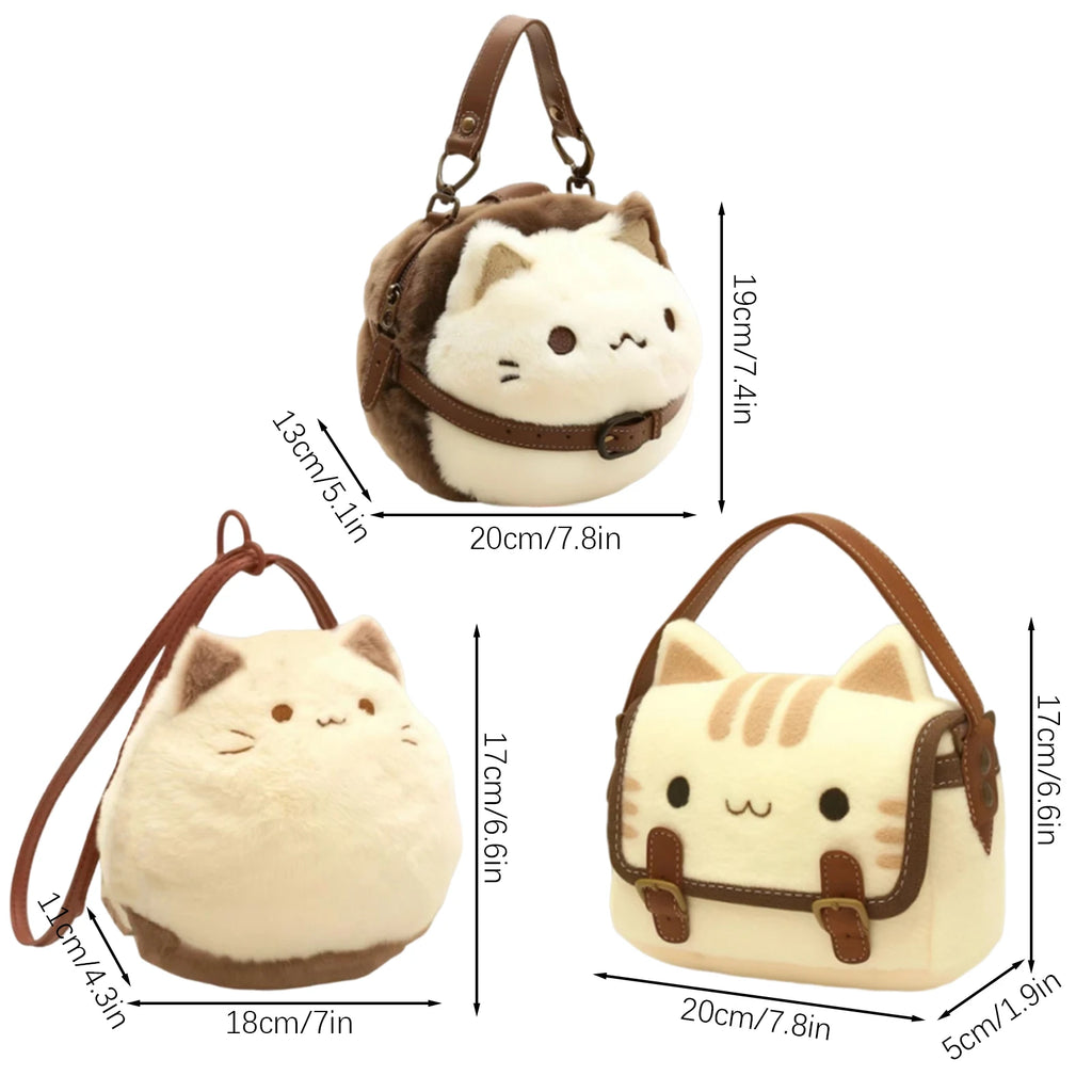 Plush Cat Handbag | Stuffed Animal Shoulder Bag | Kids & Teens