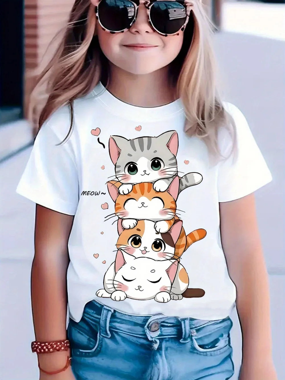 Kawaii Cat Kids Graphic Tee