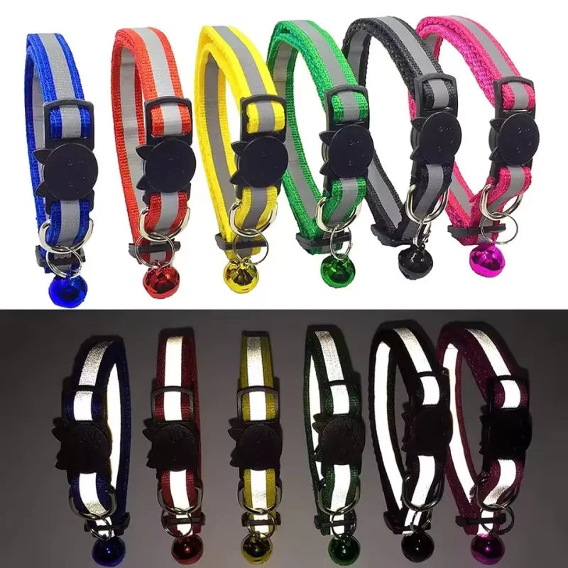 Reflective Breakaway Cat Collar with Bell | Safety Buckle | Adjustable