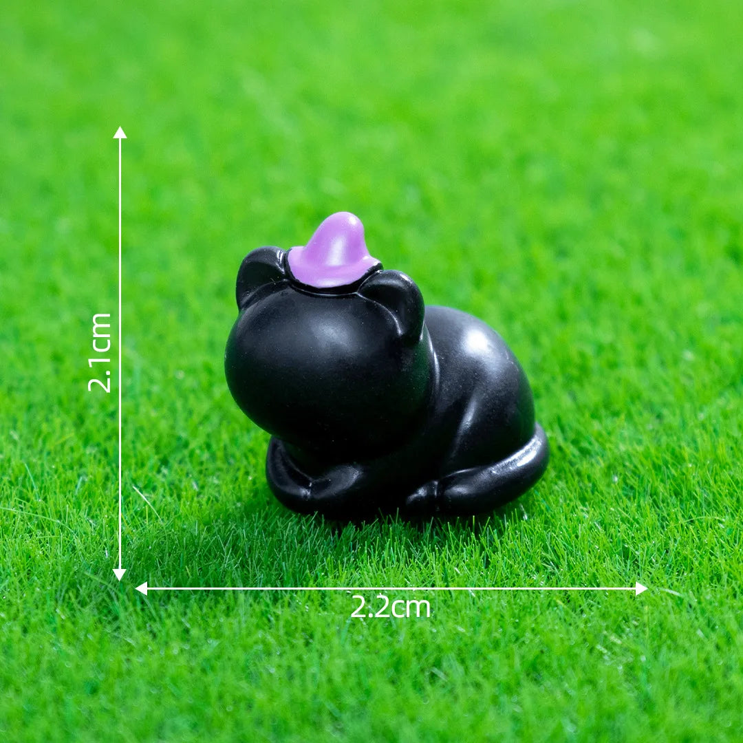 Halloween Mini Black Cat Figurines | Pack of 10 Resin Decor