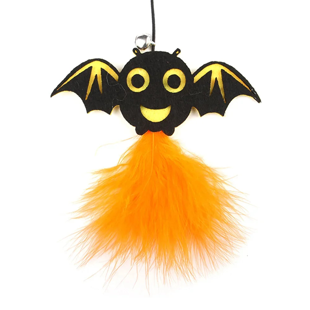 Halloween Cat Teaser Wand Toys | Spider, Bat & Pumpkin