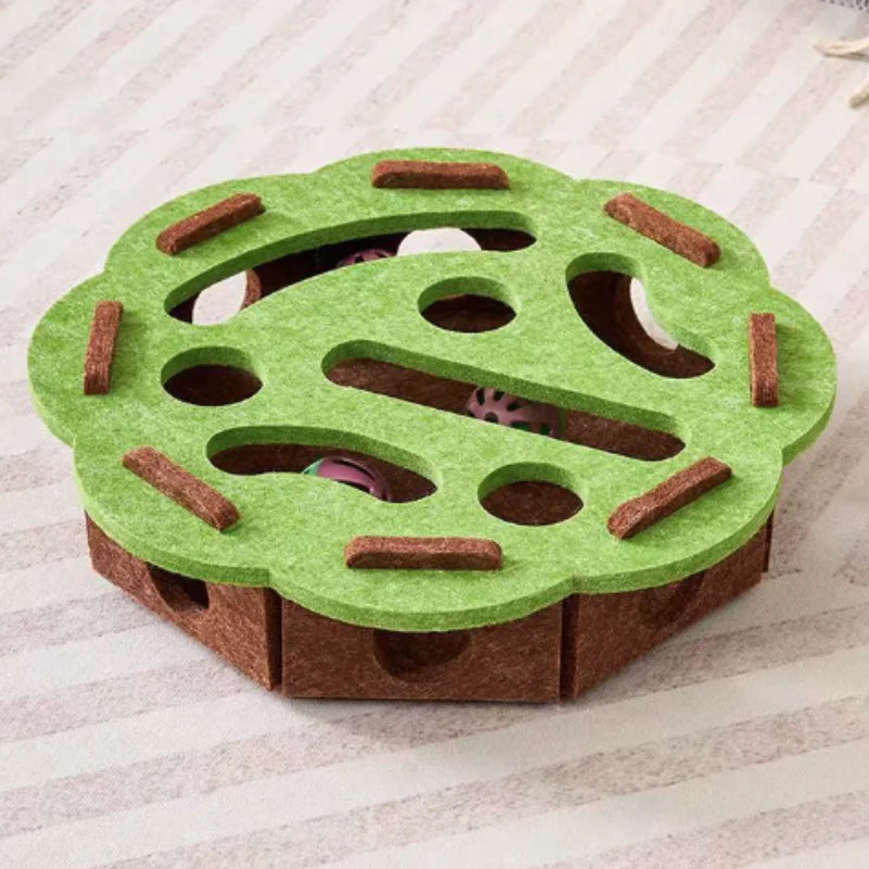 Cat Puzzle Maze Toy | Felt Box with Bell Ball