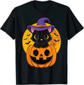 Kids' Halloween Witch Cat T-Shirt | Unisex Pumpkin Graphic Tee