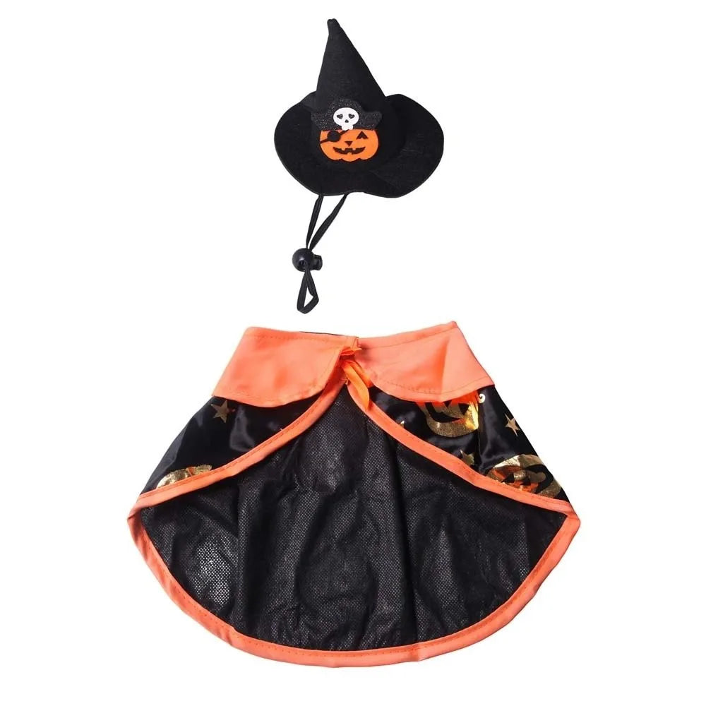 Halloween Cat Witch Hat & Cape Set