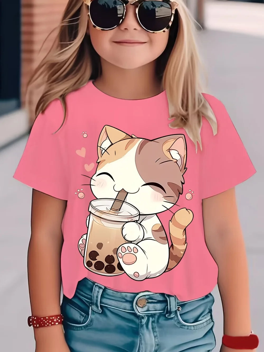 Kawaii Cat Kids Graphic Tee