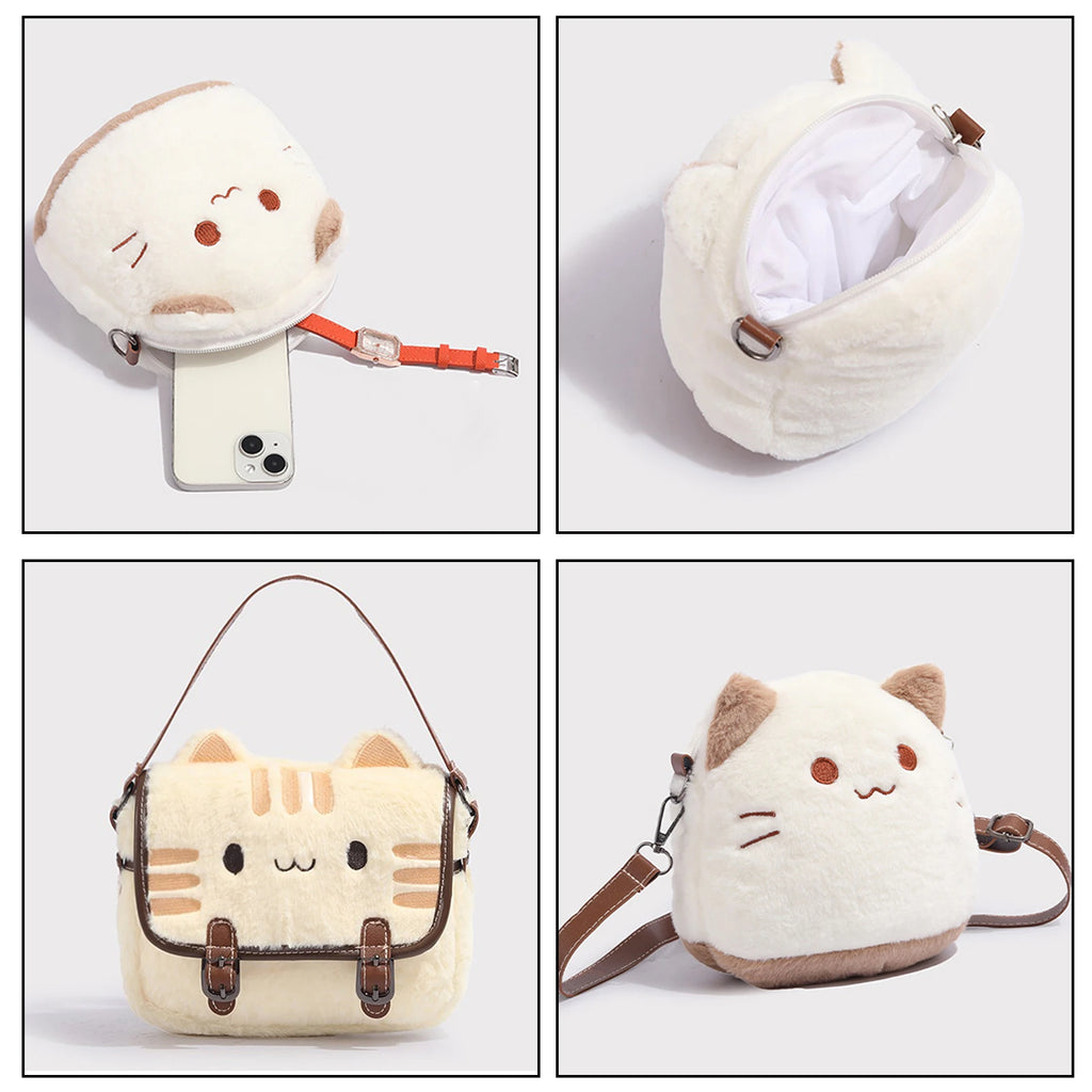 Plush Cat Handbag | Stuffed Animal Shoulder Bag | Kids & Teens