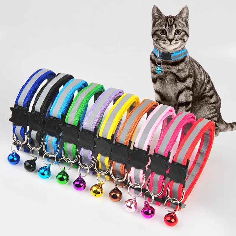 Reflective Breakaway Cat Collar with Bell | Safety Buckle | Adjustable