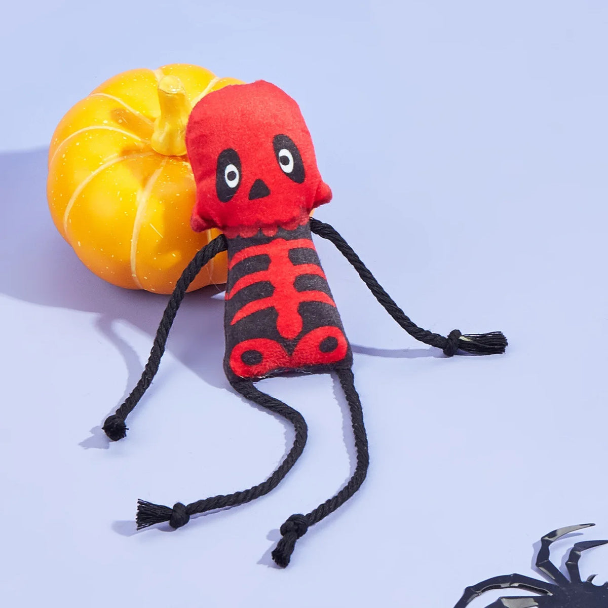 Halloween Skull Catnip Cat Toy | Plush Skull with Rope Limbs