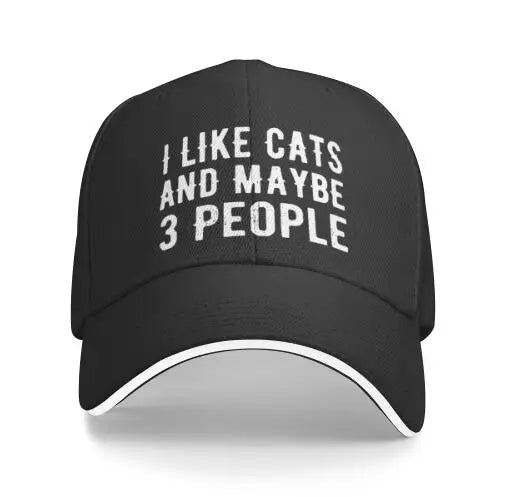 I Like Cats & Maybe 3 People Baseball Cap