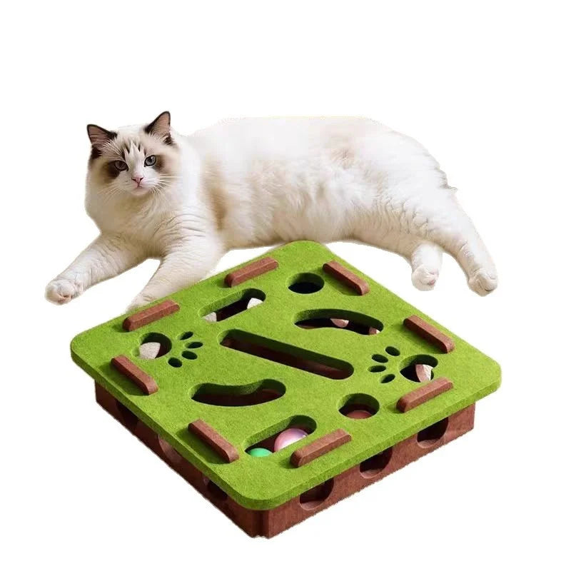 Cat Puzzle Maze Toy | Felt Box with Bell Ball