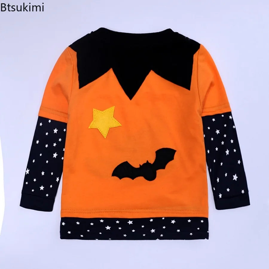 Baby Halloween Pumpkin & Star Outfit | Hat, Top & Pants 3-Piece Set | Sizes 80–120cm