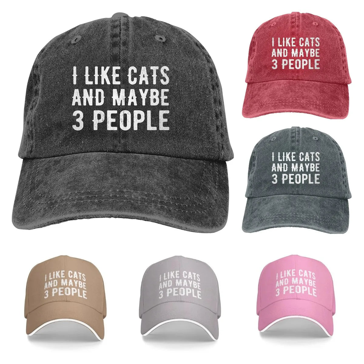 I Like Cats & Maybe 3 People Baseball Cap