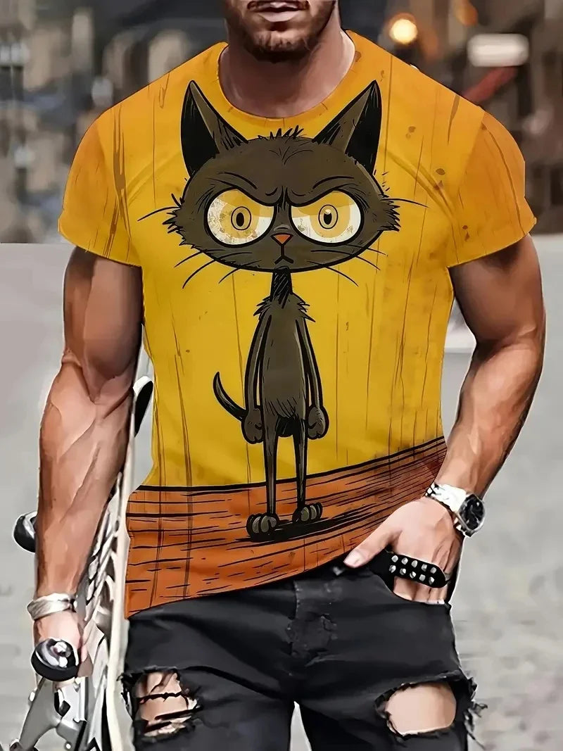 Funny Cat Personality 3D Tee | Men's Graphic T-Shirt