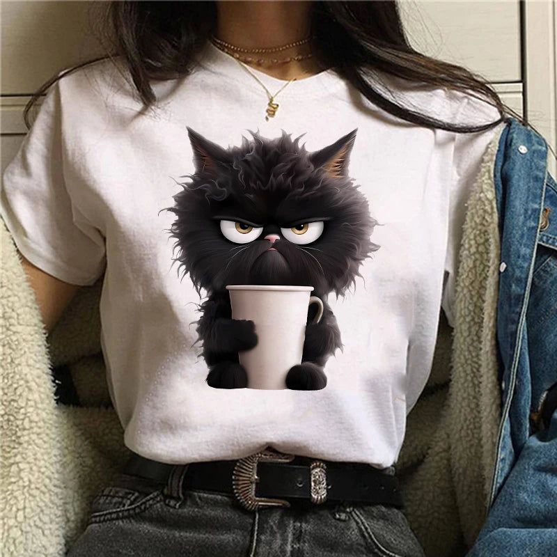 Not Today Cat — Women's Graphic Tee (White)