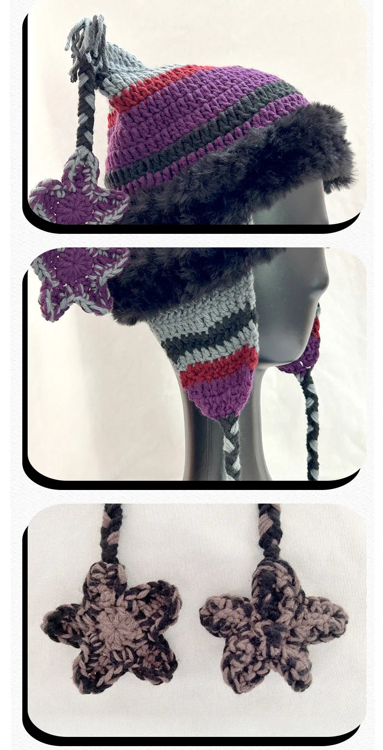 Cat Ear Knitted Beanie | Y2K Handmade Crochet Hat