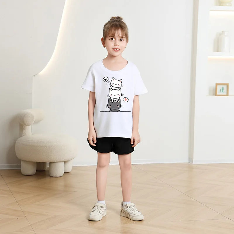 Candy Colour Cat Kids Tee