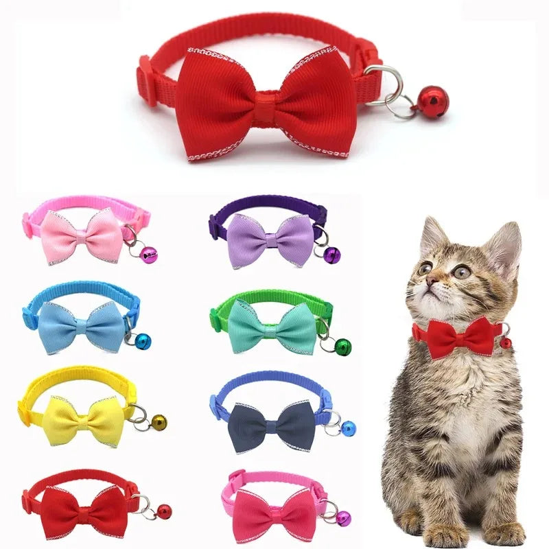 Cat Collar with Bow & Bell | Adjustable Safety Buckle