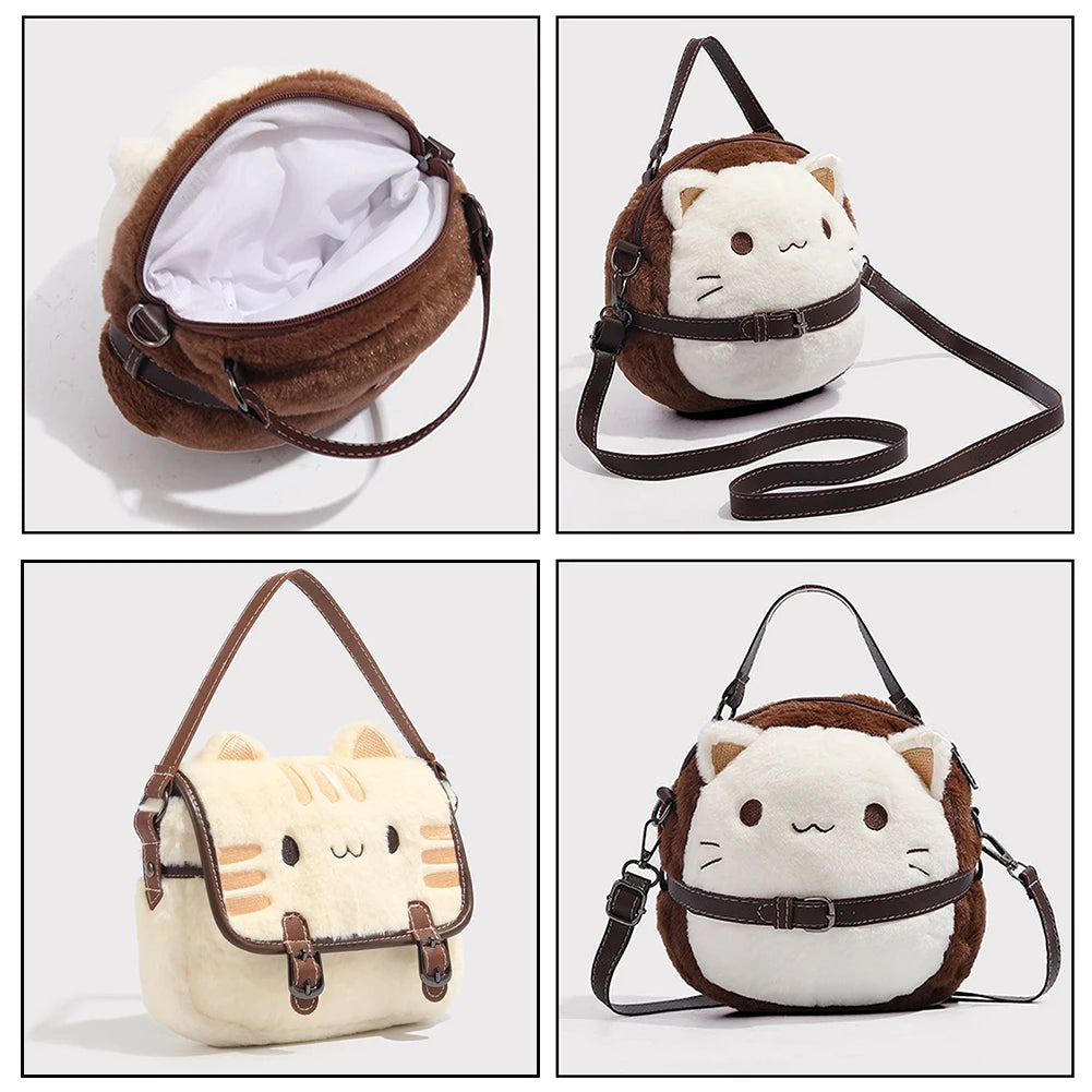 Plush Cat Handbag | Stuffed Animal Shoulder Bag | Kids & Teens