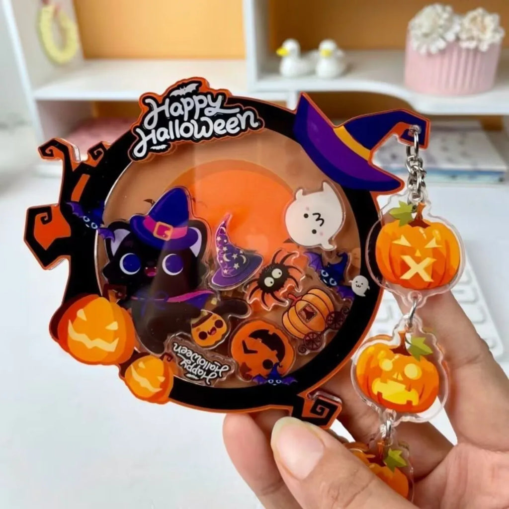 Halloween Cat Acrylic Shaker Keychain