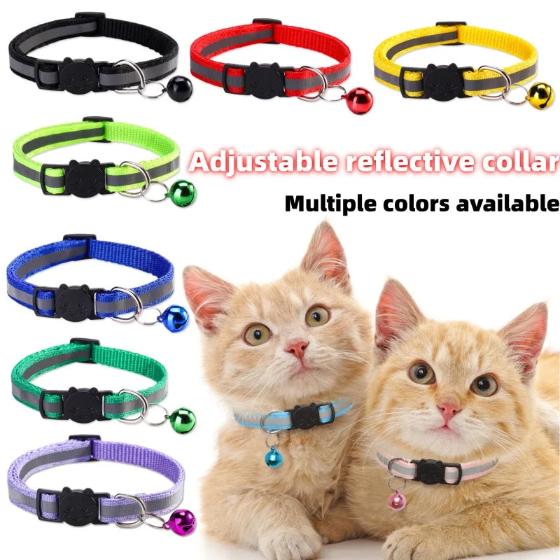 Reflective Breakaway Cat Collar with Bell | Safety Buckle | Adjustable