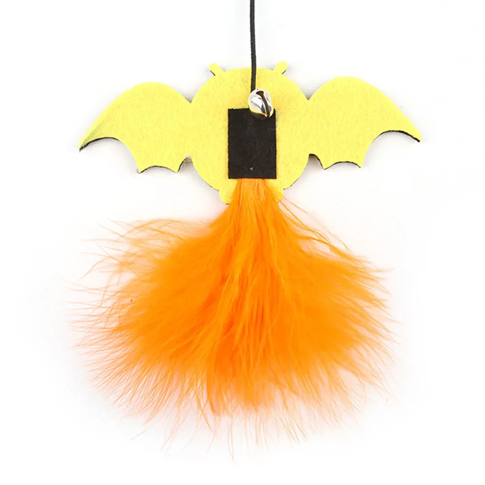 Halloween Cat Teaser Wand Toys | Spider, Bat & Pumpkin