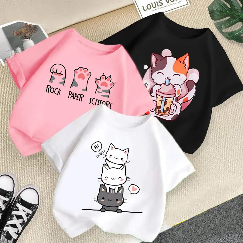 Candy Colour Cat Kids Tee
