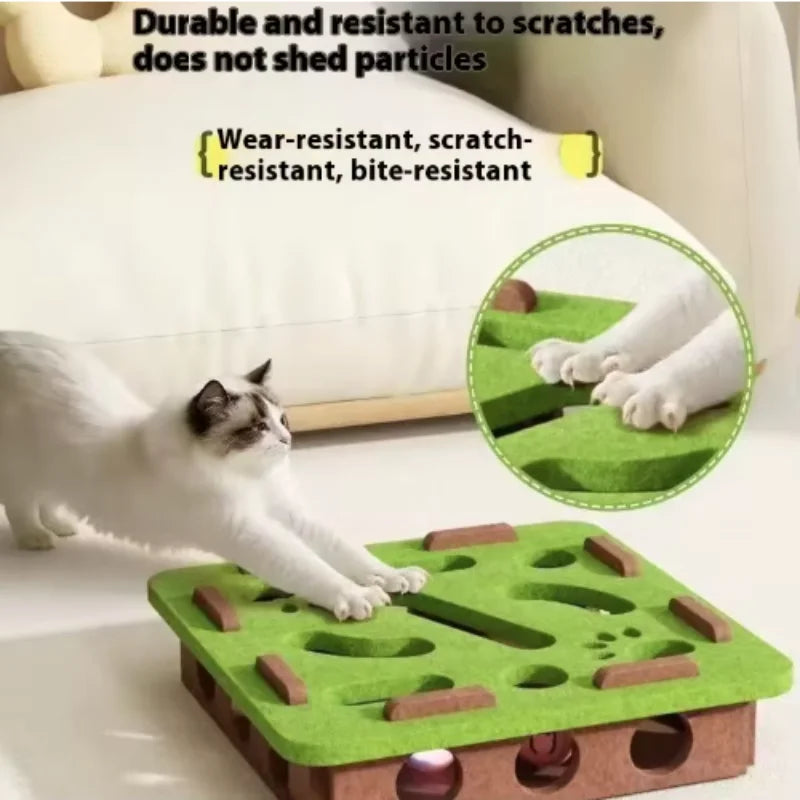 Cat Puzzle Maze Toy | Felt Box with Bell Ball