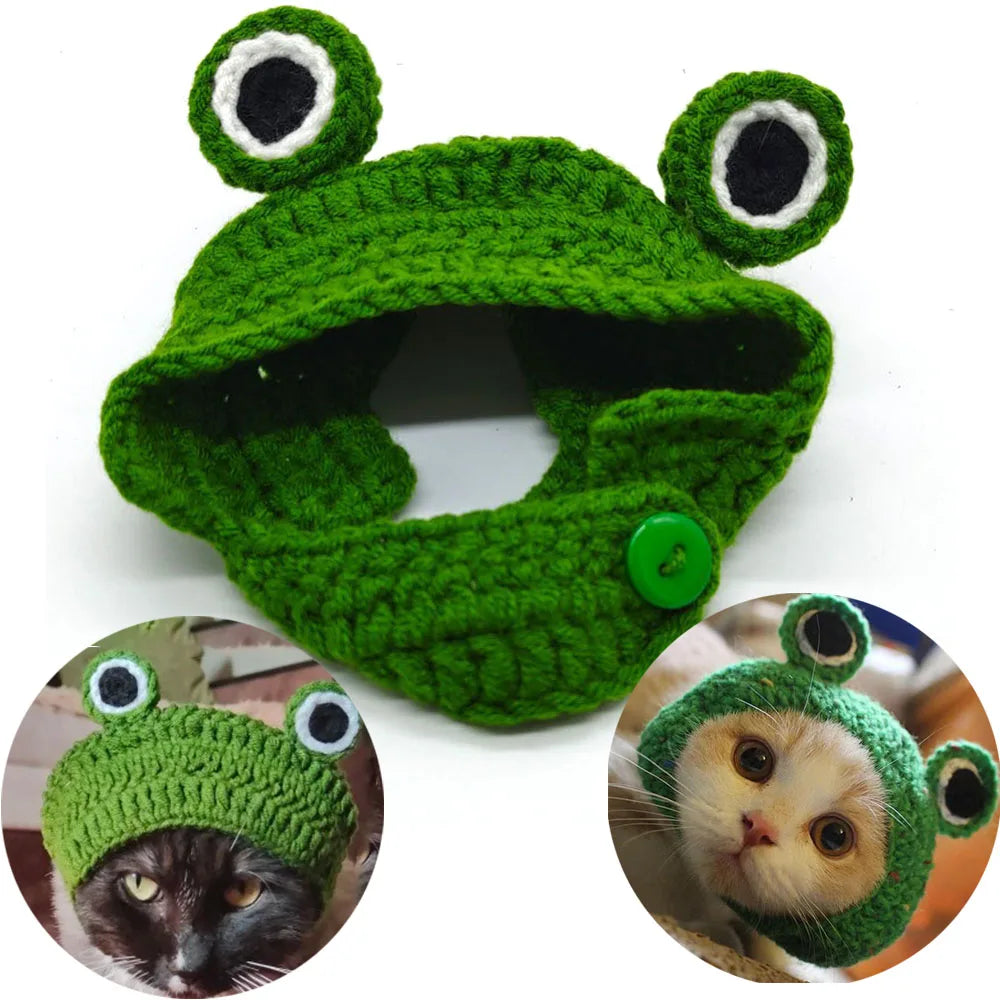 Cute Knitted Cat Hat | Crochet Pet Headwear