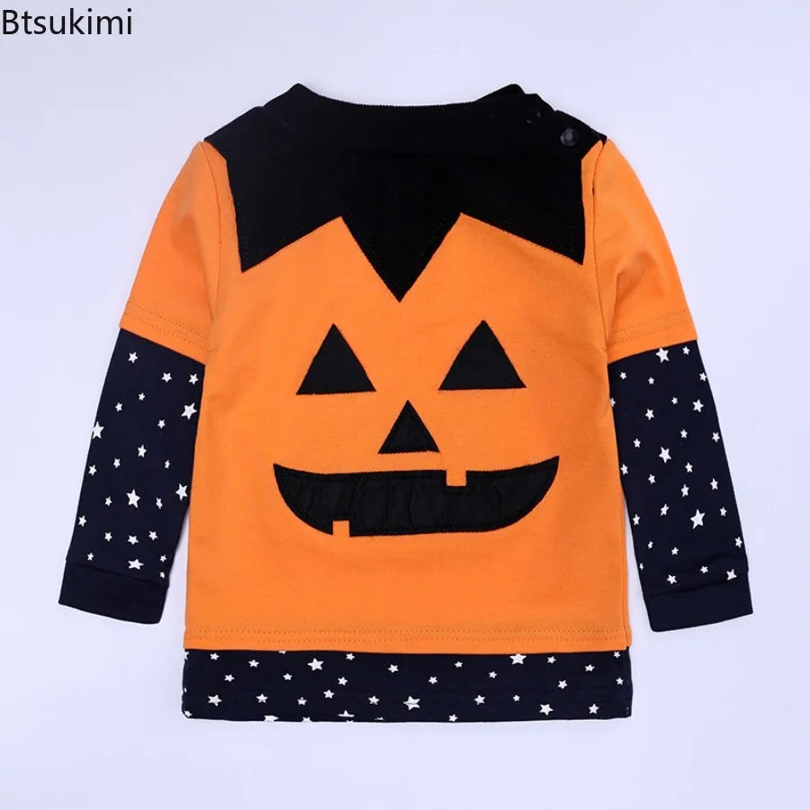 Baby Halloween Pumpkin & Star Outfit | Hat, Top & Pants 3-Piece Set | Sizes 80–120cm